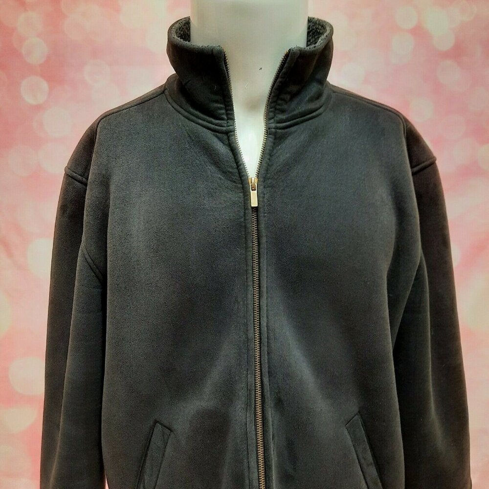 Vintage Ralph Lauren Womens Jacket Size XL Dark Brown Fleece Lined Full Zip